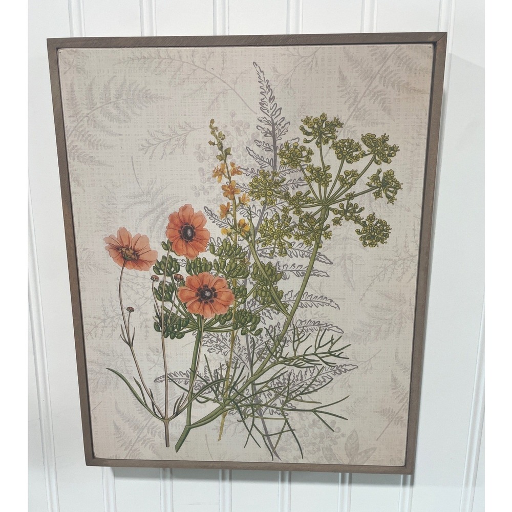 Col House Designs Botanical Poppy Wildflower Framed Wall Art 10x12 Farmhouse